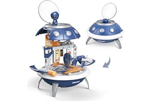 KalaDuck UFO Attrezzi Giocattolo per Bambini, Giocattoli da Banco da Lavoro Spaziale con Pianeta e Alieno, 52Pezzi Gioco di Ruolo Zaino Astronave Attrezzi Banco Riparazione Negozi Regalo per Bambini