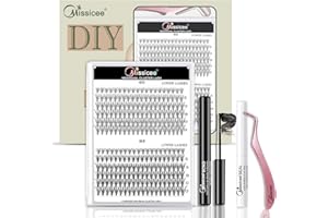 Faux Cils Individuel, Missicee Extension Cils Kit Volume Russe Réutilisable Cils individuels Avec 240 Pcs 10D/20D 8-12mm Cluster Lashes Mixed, Brucelles et Spiral Brush Bond& Seal