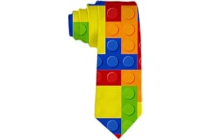 SARA NELL Handmade Ties for Men:Skinny Woven Slim Tie Mens Ties-Thik Necktie Colorful Building Blocks Brick Neckties for Every Outfit, White, One size