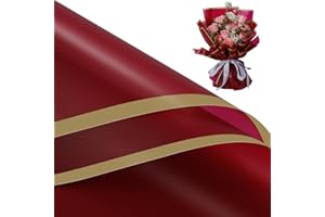 BWLOIES Papier Cadeau Fleur,Emballage Fleur,Papier Fleuriste,Papier Bouquet,Feuilles de Papier d'emballage pour Bouquet de Fleurs,Papier Plastique Emballage Fleuriste,Papier Emballage Bouquet de Fleur(Rouge)