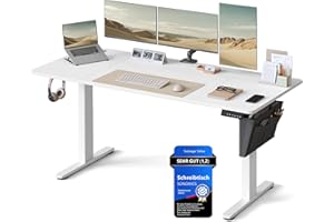 ‎SONGMICS SONGMICS Höhenverstellbarer Schreibtisch elektrisch, 160 x 70 cm, stufenlos verstellbar, Memory-Funktion mit 4 Höhen, wolkenweiß LSD136W01