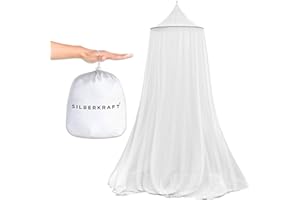 Silberkraft Zanzariera XXL per letto matrimoniale, con apertura con cerniera, gancio adesivo, adatta per viaggi e casa, rete a maglia fine, con borsa portaoggetti