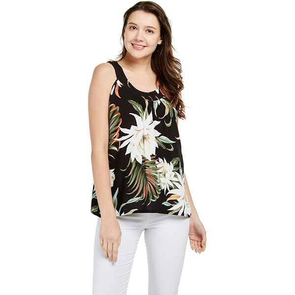 NIC & ZOE Women's Iris Tank Top - Black & White Print With Pink Piping, Sleeveless V-Neck