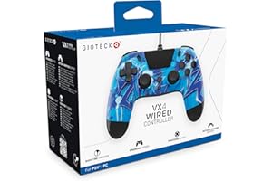 Gioteck VX4 Wired Controller for PlayStation 4 (PS4) (Blue Lightning)
