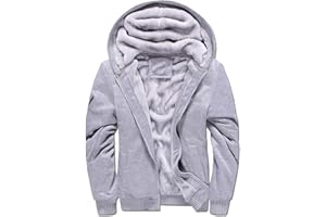 VSUSN Uomo Felpa con Cappuccio Manica Lunga Felpe con Cappuccio Vello Foderato Hoodies con Cerniera Cappotto Giacca Inverno Caldo