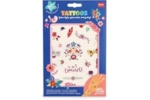Legami - Tatuaggi Temporanei per Bambini, Tema Flowers, Lavabili, Resistenti a Sudore e Acqua, con Dettagli Glitter, facili da Applicare, Delicati sulla Pelle, Dermatologicamente Testati,