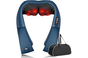 ALLJOY Massaggiatore Cervicale, Massaggiatore per Collo e Spalle con Riscaldamento, Massaggio Shiatsu Elettrico Schiena 3D Tre Velocità Regolabili, Regalo per Uomo Donna,Blu
