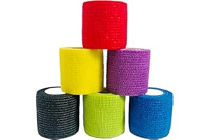 Virtue Yun 6 Rotoli Benda Elastica Autoadesiva, Bendaggio Coesivo, Traspirante Sportivo Non Tessuto Bendaggio Coesivo per Mani, Piedi, Braccia, Ginocchia 5cm x 4,5M
