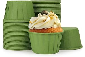 Volein 50 Piezas Moldes de Papel para Magdalenas Molde Muffins Papel para Cumpleaños, Baby Shower, Navidad(Verde)