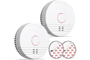 Andyssey Batterie Rauchmelder mit Magnethalterung, Zertifiziert DIN EN14604, Feuermelder mit Fotoelektrischem Sensor, 85 dB Alarmlautstärke, 2 Stück