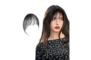 SanKristo Clip en flequillo 100% cabello humano, cortina curvado 3D Francés postizo pelo con clips invisibles las templo, extensiones para mujeres alisado permanente coloración peinado, negro marrón