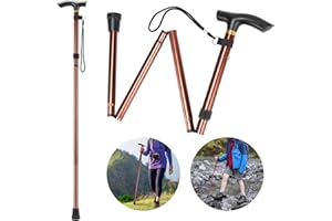 Thlevel Canne Pliante en 4 et Réglable Canne Pliante Légère en Aluminium en Métal Canapé Non Glissant Unisexe pour La Randonnée Trekking Voyage