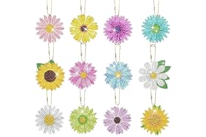 Oenothera 12 Pieces Diamond Painting Keyrings, Diamond Art Keyrings, Diamond Art Keyring Kits, for Women Girls Purse Key Pendant Bag Decor