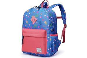 VASCHY Cartable Fille Garcon Primaire, Sac à Dos Enfants Filles Garcons Imperméable Léger Mignon 4-6 Ans Sac d'École pour Maternelle Scolaire avec Sangle de Poitrine Convient pour A4