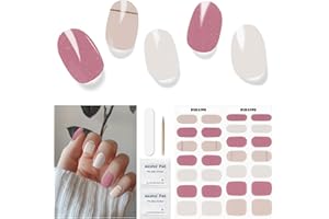 DUKASOU Unghie Gel Adesive UV - 28 Pcs Smalto Adesivo per Unghie Adesivi Unghie Gel Nail Stickers Full Wraps Lampada UV/LED Adesivi per Unghie in Gel Curati Con Lima per Unghie e Stick