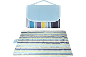 YIROCHAN Couverture de pique-nique imperméable, 150 x 200 cm, couverture de pique-nique pliable, tapis de pique-nique, couverture de camping de plage pour barbecue en plein air, randonnée, parc, jardin (Bleu)