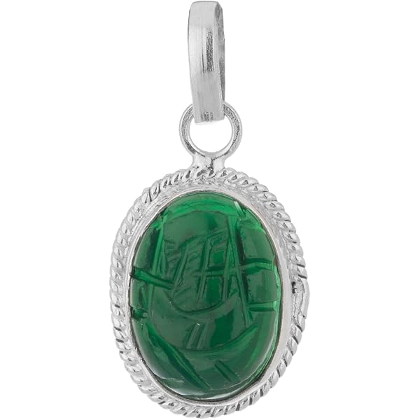 RUDRADIVINE Certified 5.25 Ratti Emerald Silver Pendant – Birthstone For Gemini & Virgo | Energized With Ganga Jal