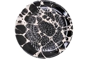 Kaladia Keramik Reibeteller/Keramikhobel - ideal für Ingwer, Parmesan etc. - in Schwarz & Weiß marmoriert - Durchmesser: 12 cm - handgemacht & handbemalt - Made in Spain