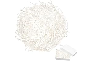 LOUUUOU 300g White Shredded Tissue Paper For Gift Boxes, Shredded Paper For Gift Boxes White Tissue Paper, Hamper Filling, Hamper Box for Valentine's Day Birthday Gift Decorations DIY Gift Packaging