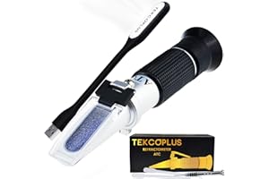TEKCOPLUS Optics Refraktometr do wina winogronowego z ATC, podwójna skala 0-25% vol i alkohol i 0-40% Brix, do produkcji wina, zestaw do pipet domowych, winiarzy, ze światłem LED i pipetami