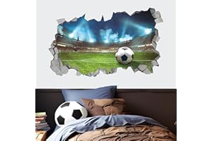 KAIRNE Adesivi da Parete 3D, Adesivi da Calcio Removibile, Adesivo Muro Decorativo Bambini, Calcio Stickers Murali per Camera da Letto per Ragazzi, Soggiorno