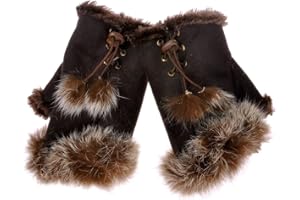 ZLYC Femmes d'Hiver Demi-Doigts Gants Chauds Fourrure Artificielle Gants Sans Doigts