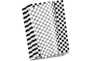 TakFree Greaseproof Paper Sheets, 100 Pcs, 12 x 7.5 Inch, Black & White, Plastic Free, Food Wrap, Sandwich Wrapping Paper for Deli, Hamburgers, Cake