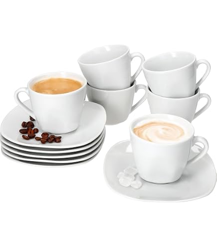 Level One Porzellan Kaffeebecher 300ml 36er Set - Weiße Tassen Spülmaschinengeeignet