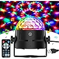 Gobikey Boule Disco de Commande Vocale, 360° Rotative Boule à Facette Couleurs,3 Modes de Musique Jeux de Lumiere avec USB 4M Télécommande et Câble, boule a facette Lumiere Disco pour Fête/Noël/DJ