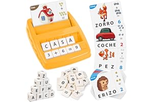 Joozmui Juego Educativo 2 en 1 de Números y Letras Para Niños de 3-8 Años - Juegos y Regalos Para Niños (Versión en Español) (Bleu) (Jaune)