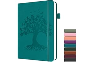 Dzhzal Tree of Life Carnet de notes ligné A5 120 g/m² épais 365 pages, couverture rigide en cuir pour homme et femme avec boucle pour stylo et poche intérieure