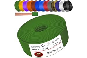 MAS PREMIUM Cable de 5 a 100 m H07 V-K 1 x 1,5 mm², cable flexible simple (verde, 100 m)