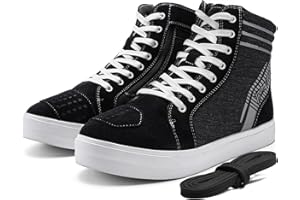 IRON JIA'S Men's Motorcycle Boots Motorcycle Shoes for Men, Non-Slip Motorcycle Shoes, Breathable Casual Street Biker Boots with Side Zippers