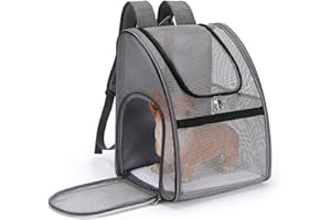 PETCUTE Mochila para Perros Bolsa Transportar Perritos Gatos Plegable Transportín Perros Transportadoras Mochila para Viaje Transpirable para Mascotas pequeño Negro