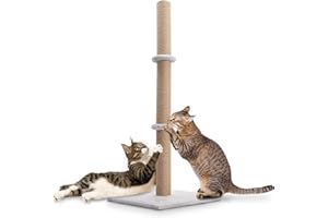 Supernic Cats Scratching Post Tall 89cm Cat Tree Cat Pet Vertical Climbing Resting Activity Tower with Soft Plush Carpet Covered Heavy Base and Sisal Pole for Kittens and Adult Cats (Grey)