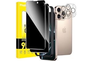 Pnakqil Sichtschutz für iPhone 16 Pro Panzer Schutz Glas mit Kameraschutz,Privacy Schutzfolie Displayschutz,Anti-Spy Schutzglas Panzerfolie Blickschutz mit Rahmen Positionierhilfe,2+2 Stück