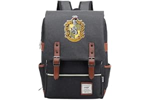 XAXBXC Harry P School Bags Backpack,Hufflepuff Badger Hogwarts College Casual Rucksack Fashion Travel Bag Boy Girl Children Book Bag Schoolbag Dark Grey, Medium