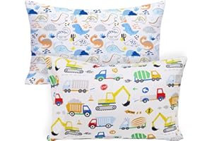 BABY AMABC Housse de coussin en coton 40 x 60 cm pour enfants – Idée cadeau pour la fête – Motif dinosaure camion