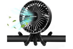 Aonerex Portable Stroller Fan Rechargeable Baby Clip Fan, Octopus Handheld Fan for Beach Desk Fan Black, Adjustable Wind Speed, Working 4-12 Hours