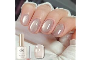 Born Pretty Magnetisk halvpermanent emalj, 15 ml gelé kattöga genomskinlig naken ton med glitter, Soak Off U V/LED för vardag