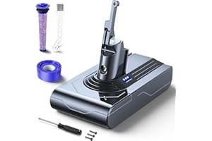 Lestele Batteria per Dyson V8, 6000mAh Batteria di Ricambio per Dyson V8 SV10 Absolute Pro Animal Plus Motorhead Total Clean Fluffy Originale Aspirapolvere