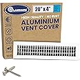 [20 x 4 Duct Hole] Vent Cover. Aluminum Single Deflection Adjustable Air Supply Sidewall or Ceiling Grille Register with Multi-Shutter Parallel Blade Damper. Blades are Movable [21.6 x 5.6"Face]