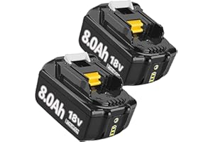 Lot de 2 Batteries de Rechange 8000mAh BL1860B Li-Lon pour Makita 18V BL1860B BL1850B BL1860 BL1830 BL1835 BL1845 BL1850 194205-3 LXT-400 avec Batterie Outil LED