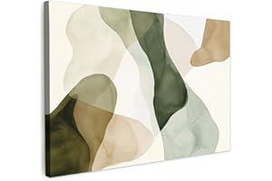 MuchoWow© Impression sur Toile Decoration Murale Peinture 120x80 cm Tableaux Decoratifs Muraux Déco Chambre Tableau Salon Japandi - Abstrait - Vert
