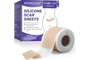 GORGEURORA Pansement Silicone Cicatrice, Silicone Scar Sheets, Réutilisable Scar Removal Silicone Scar Tape, Convient aux cicatrices de césarienne, chirurgie, brûlures et chéloïdes (1,6"×60" - 1,5 m)