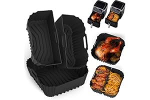 MOWETOO Molde de Silicona para Freidora de Aire, Accesorio Airfryer 3 Piezas, Base de Silicona Reutilizable 22×23 cm, para COSORI Turboblaze 6L/5,5L/6,2L/6,4L, PHILIPS NA230/00 6,2L, NINJA AF180EU