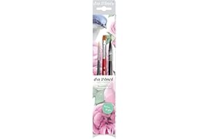 da Vinci Botanical Art Watercolour - Set di 3 pennelli: serie 498 No. 2, serie 5570 No. 2, serie 5880 No. 8, verde, nero, rosso