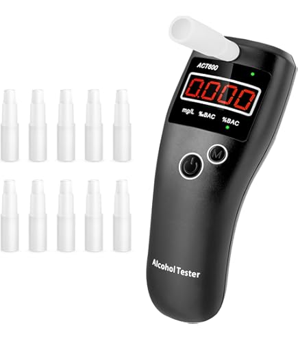 AiMaKE Alkoholtester Professionell - Polizeigenauer Promillemesser Mit 10 Mundstücken