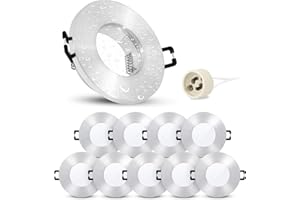 ‎LINOVUM linovum 10 x ISASO Mounting Frame with IP65 Protection Including GU10 Socket - Recessed Spotlight Brushed Aluminium Frame for Bathroom and Outdoor Use