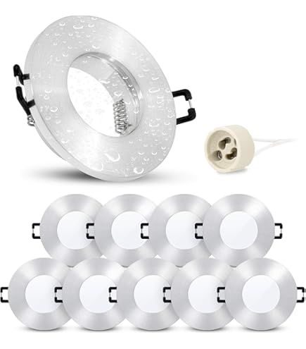4x Badeinbaustrahler GU10 - Edelstahloptik Für Bad & Sauna IP44